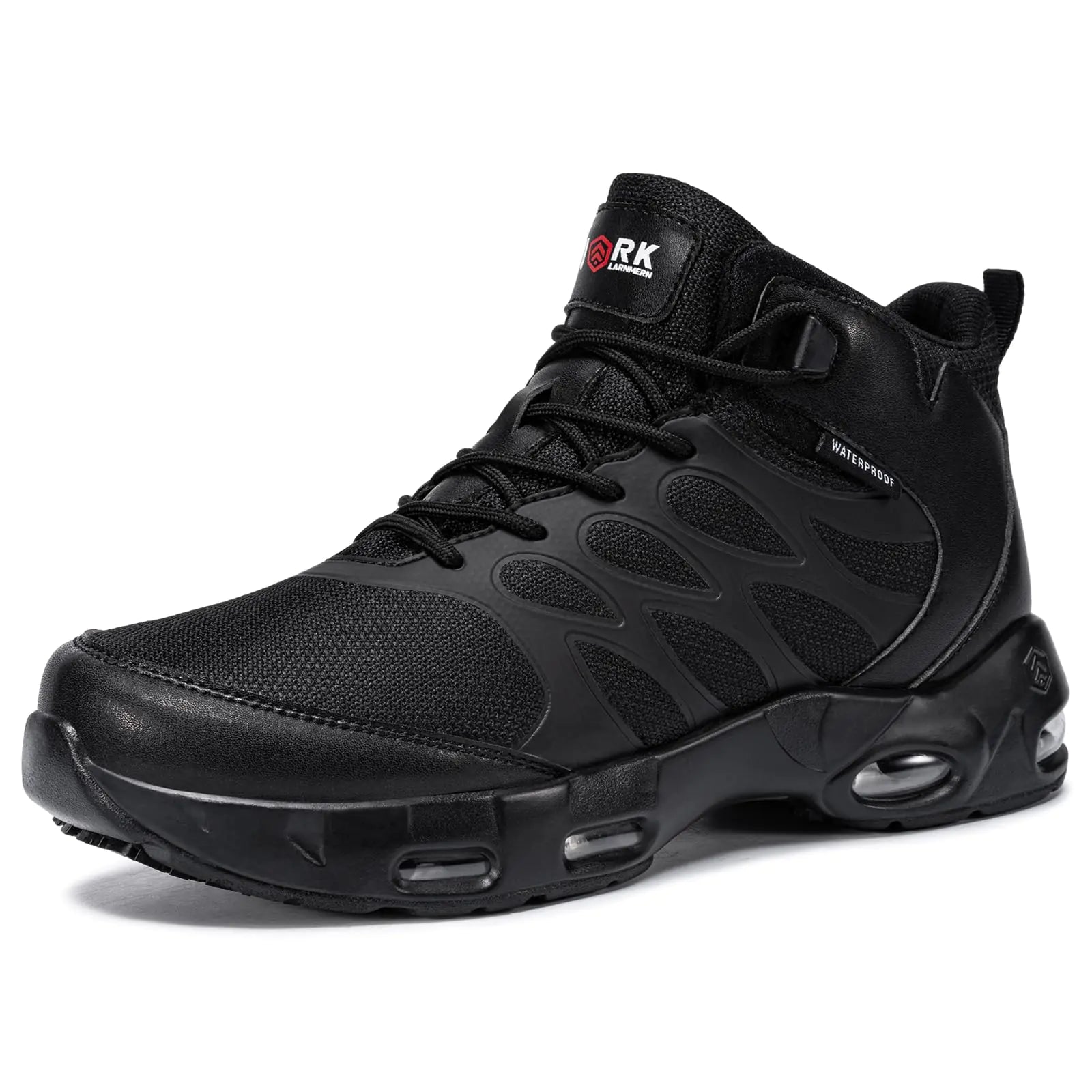LARNMERN Men Non Slip Boots Restaurant Service Breathable Mesh Waterproof Outdoor Shoes Slip Resistant Work Ankle Boot Chef Zapatos Trabajo Casual Hiking Sneakers (Black9.5)