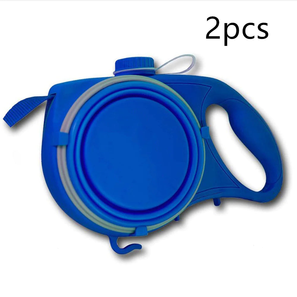 Pet Leash with Portable Silicone Bowl
