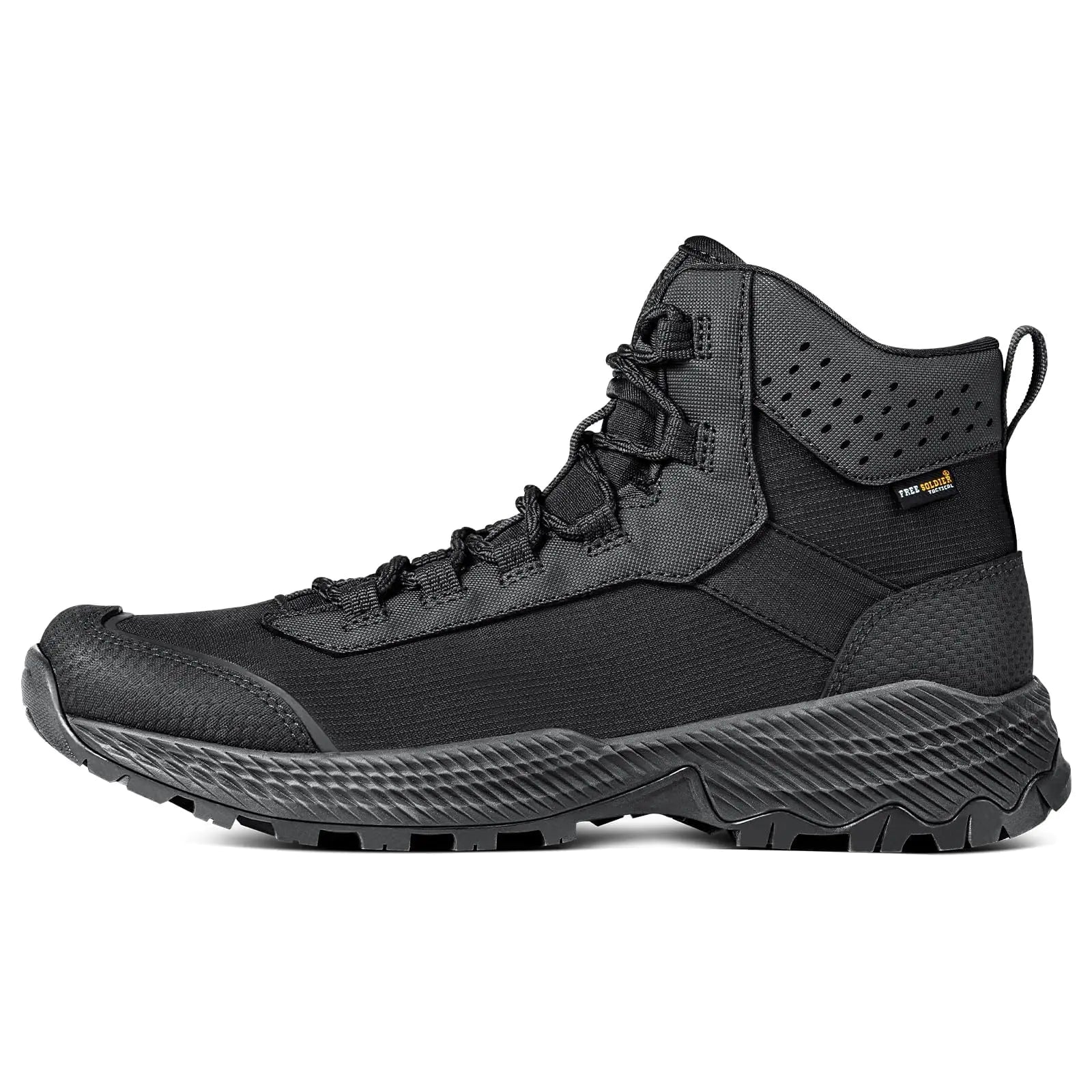 FREE SOLDIER Mens Tactical Hiking Boots Breathable Desert Boots Lightweight Work Military Boots(Black 7)