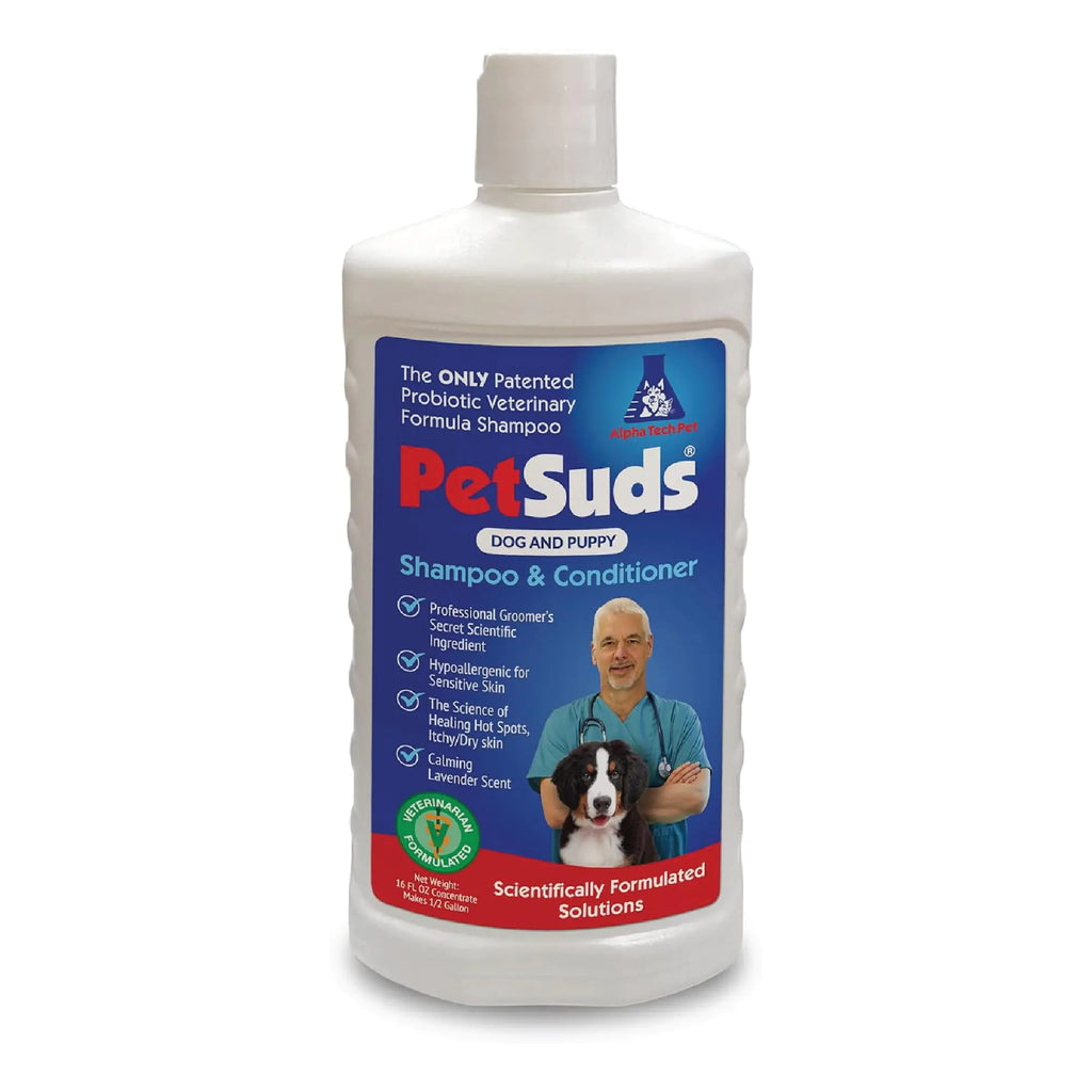 PetSuds Probiotic Shampoo and Conditioner for Dogs 16 oz Lavender Scented - Helps with Hotspots and Dry Oily Skin - Hypoallergenic Sulfate Free No Synthetic Perfumes or Dyes
