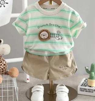 Paul Set - New Boys' Striped Short Sleeve Outfit (One Set)