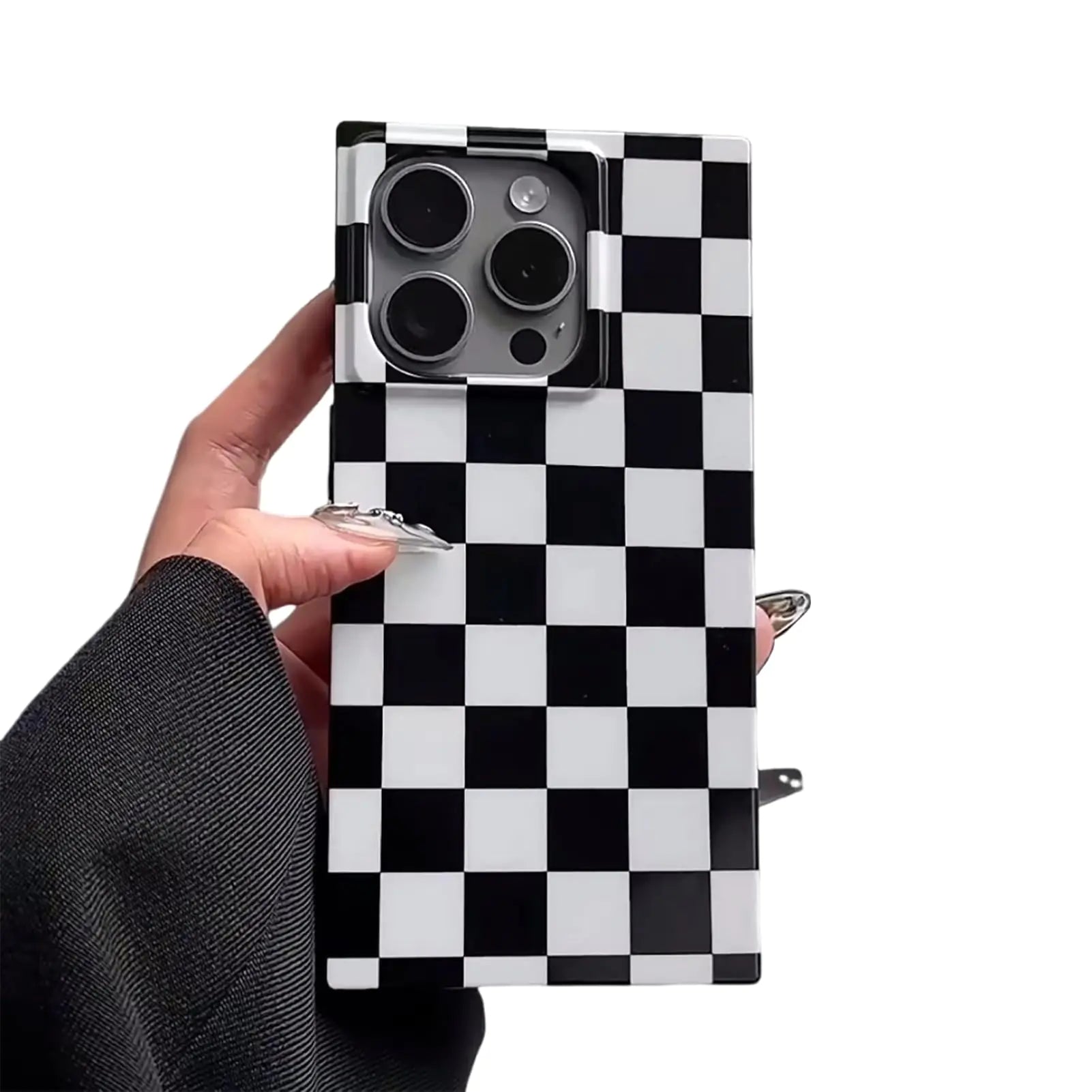 owwiktten Black White Rectangle Checkered Case for iPhone 14 ProClassic Aesthetic Retro Checkerboard Rectangled Slim Shockproof Glossy Funda para Women Men Girls Cover(i14pro 6.1")