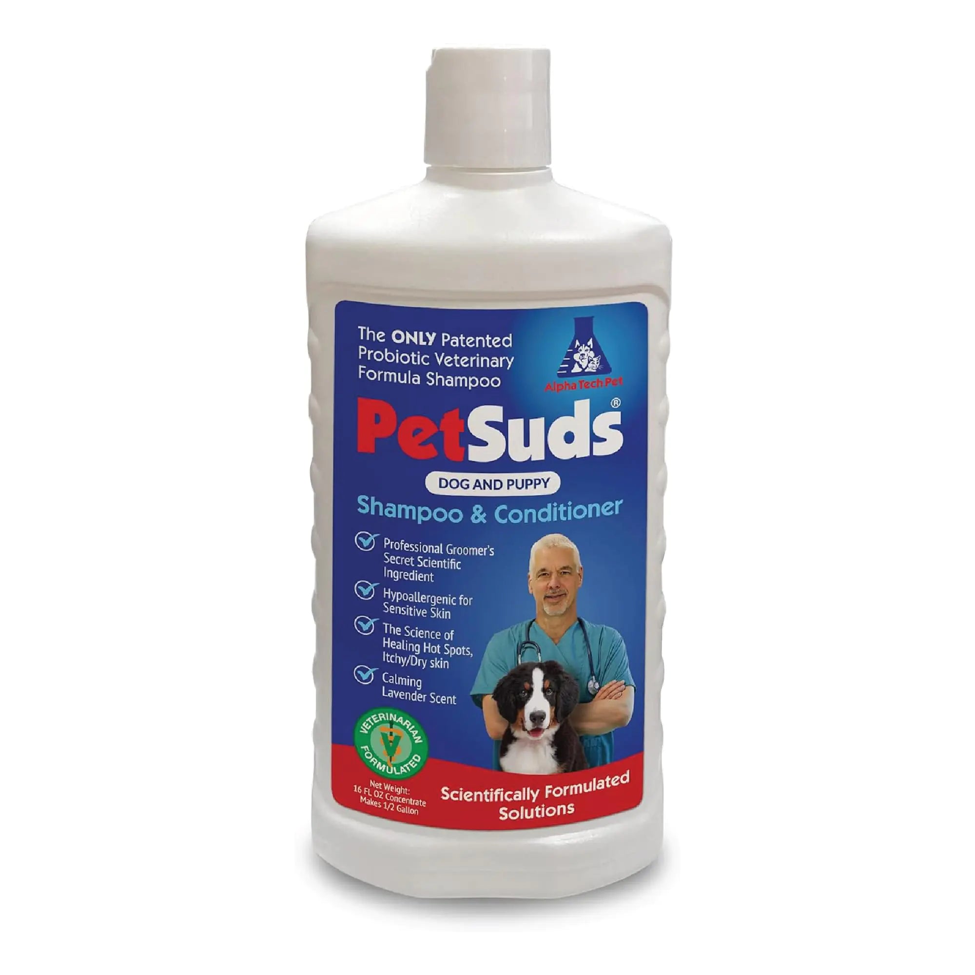 PetSuds Probiotic Shampoo and Conditioner for Dogs 16 oz Lavender Scented - Helps with Hotspots and Dry Oily Skin - Hypoallergenic Sulfate Free No Synthetic Perfumes or Dyes