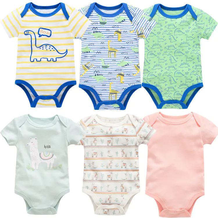 Baby Onesie Set, 6 Pieces Short Sleeve Outfit