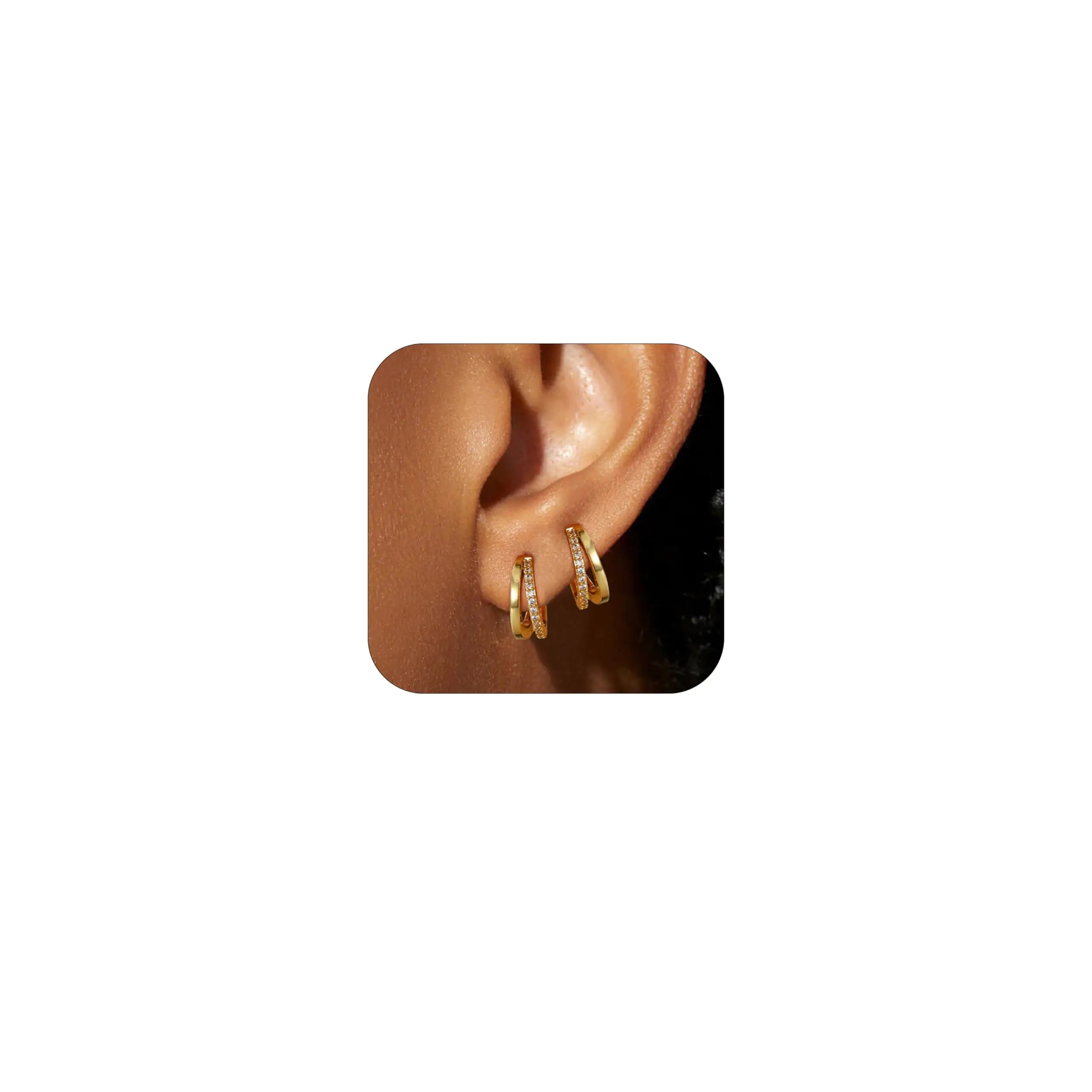 WEDDINEN Gold Small Hoop Earrings for Women Dainty Huggie Hoop Earrings Gold Diamond Hoops Earring Double Hoop Earrings Jewelry aretes de oro para mujer