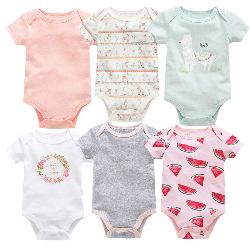 Baby Onesie Set, 6 Pieces Short Sleeve Outfit