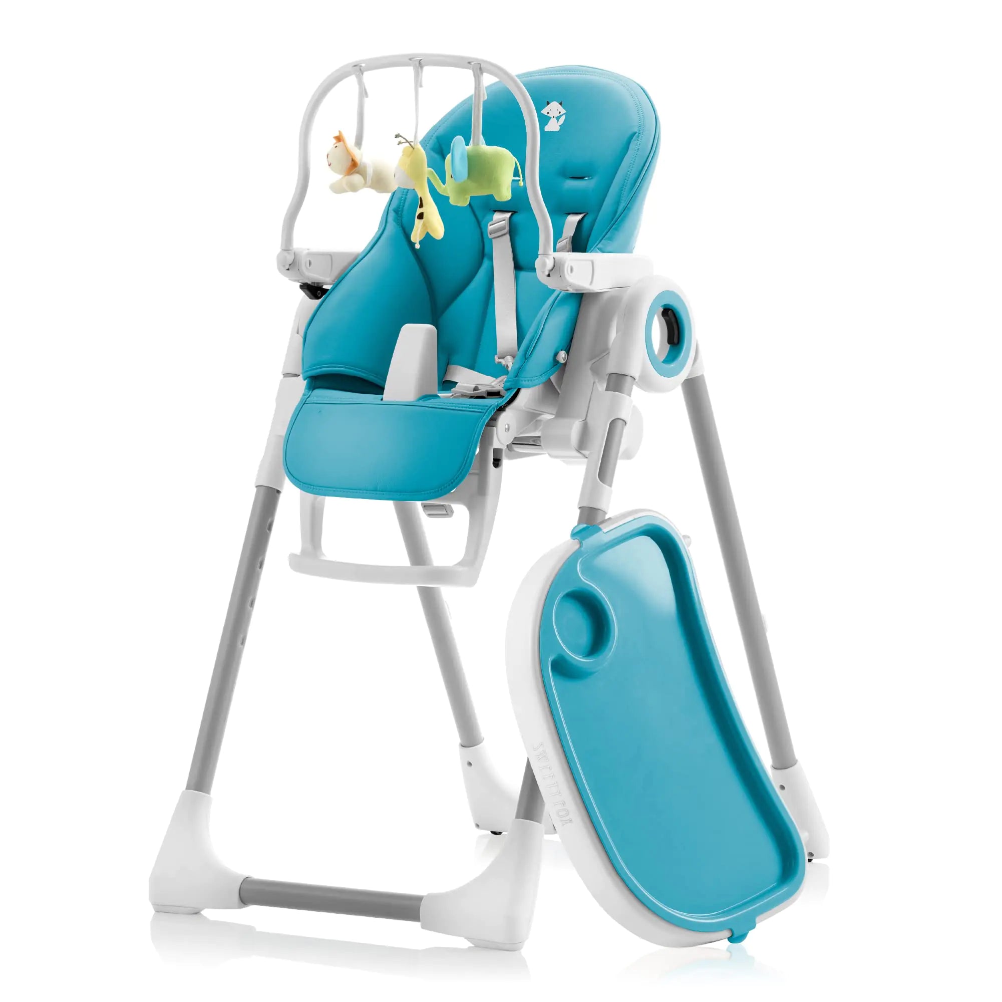 Sweety Fox Baby High Chair Adjustable to 7 Different Heights - Blue Highchair - Silla para Comer de Bebe - Foldable High Chairs for Babies and Toddlers