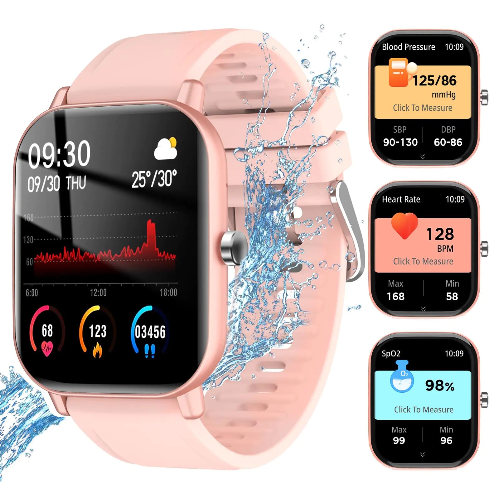 auczh Blood Pressure Watch Smart Watch Reloj Inteligente para Hombre 2.01" HD Waterproof Dial/Answer Fitness Tracker with Pressure Track Smartwatch for Android Phones iOS Pink
