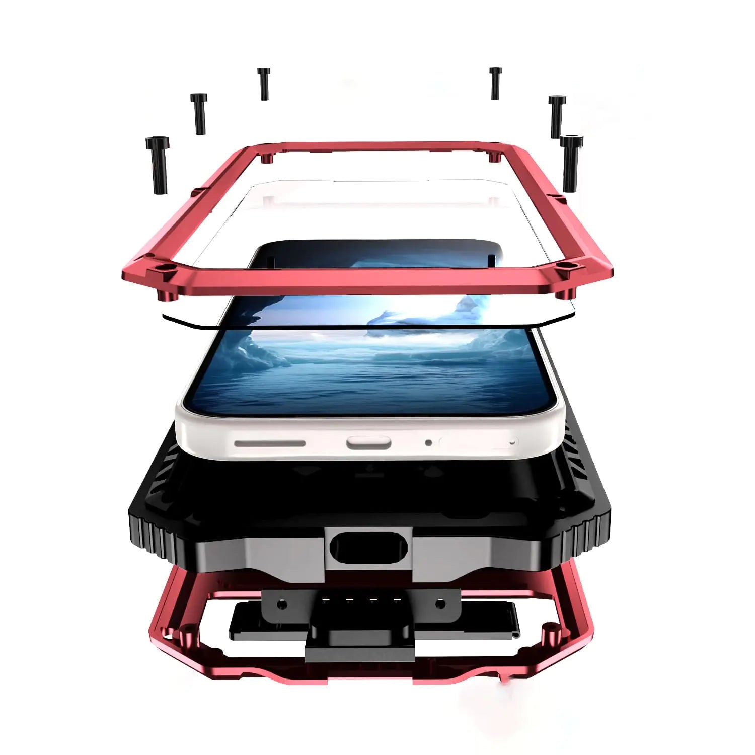 for Google Pixel 9 Pro XL Case Metal Heavy Duty Phone Case para Built-in Screen Protection Full Body Protective Dust Proof Military Grade Rugged 2024 Red