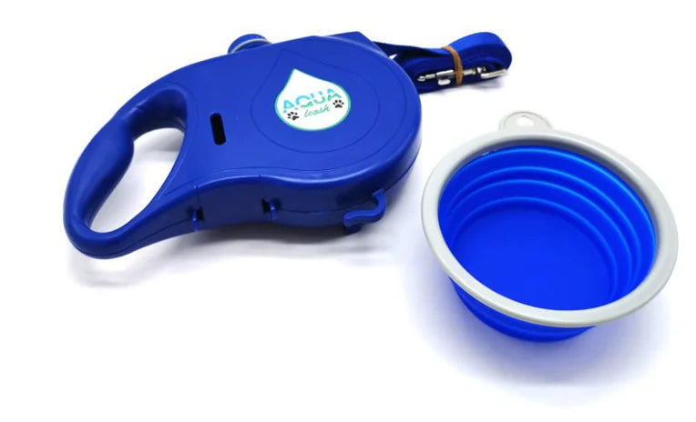 Pet Leash with Portable Silicone Bowl