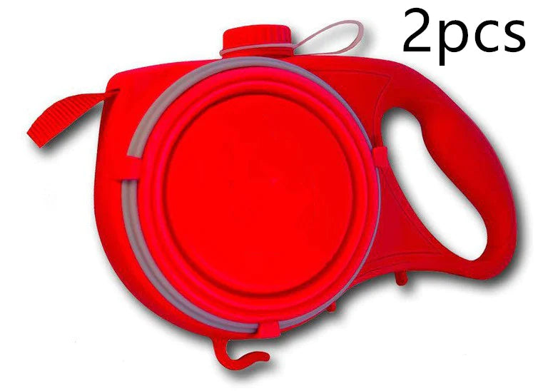 Pet Leash with Portable Silicone Bowl
